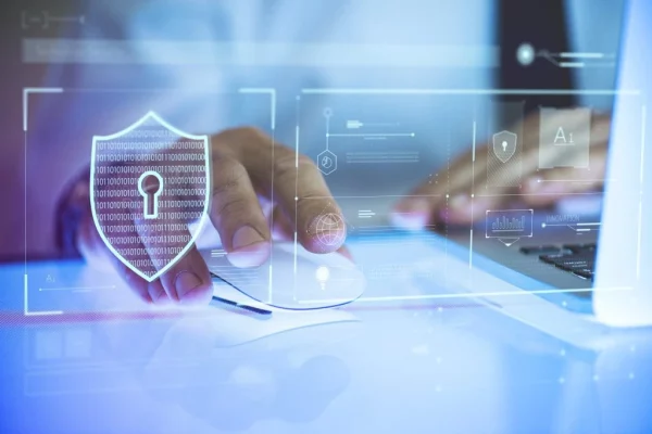 IT professional managing drive security controls on a workstation